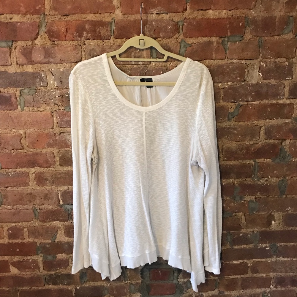 Anthropologie White Flowy Handkerchief Hem Shirt